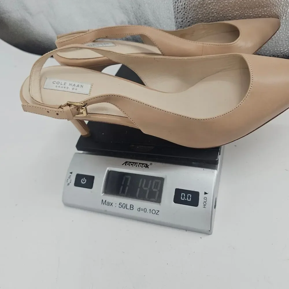 Cole Haan Nude Leather Slingback Heels Size 10 B Old Money Minimalist Corpcore